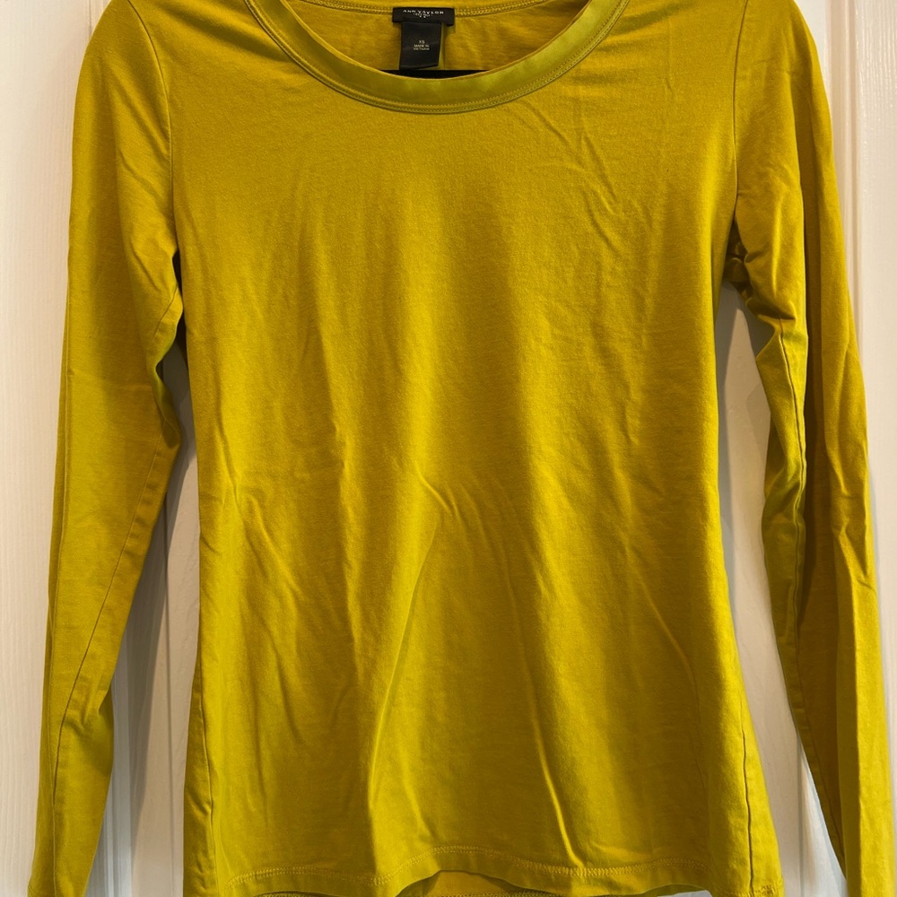 Ann Taylor Long Sleeve Tee in Chartreuse